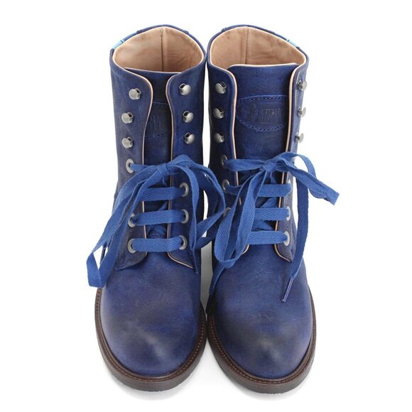 John Fluevog Adriana Nuni Lace-Up Winter Boot / Size 8 / Blue Distressed - Picture 2 of 13